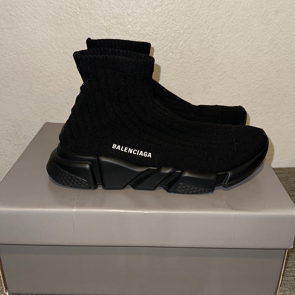 Balenciaga Ribbed Effect Knit Mens Speed Sneakers